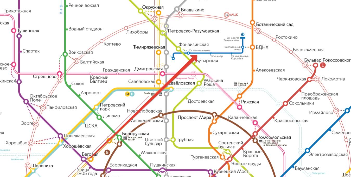 Монорельс на карте метро
